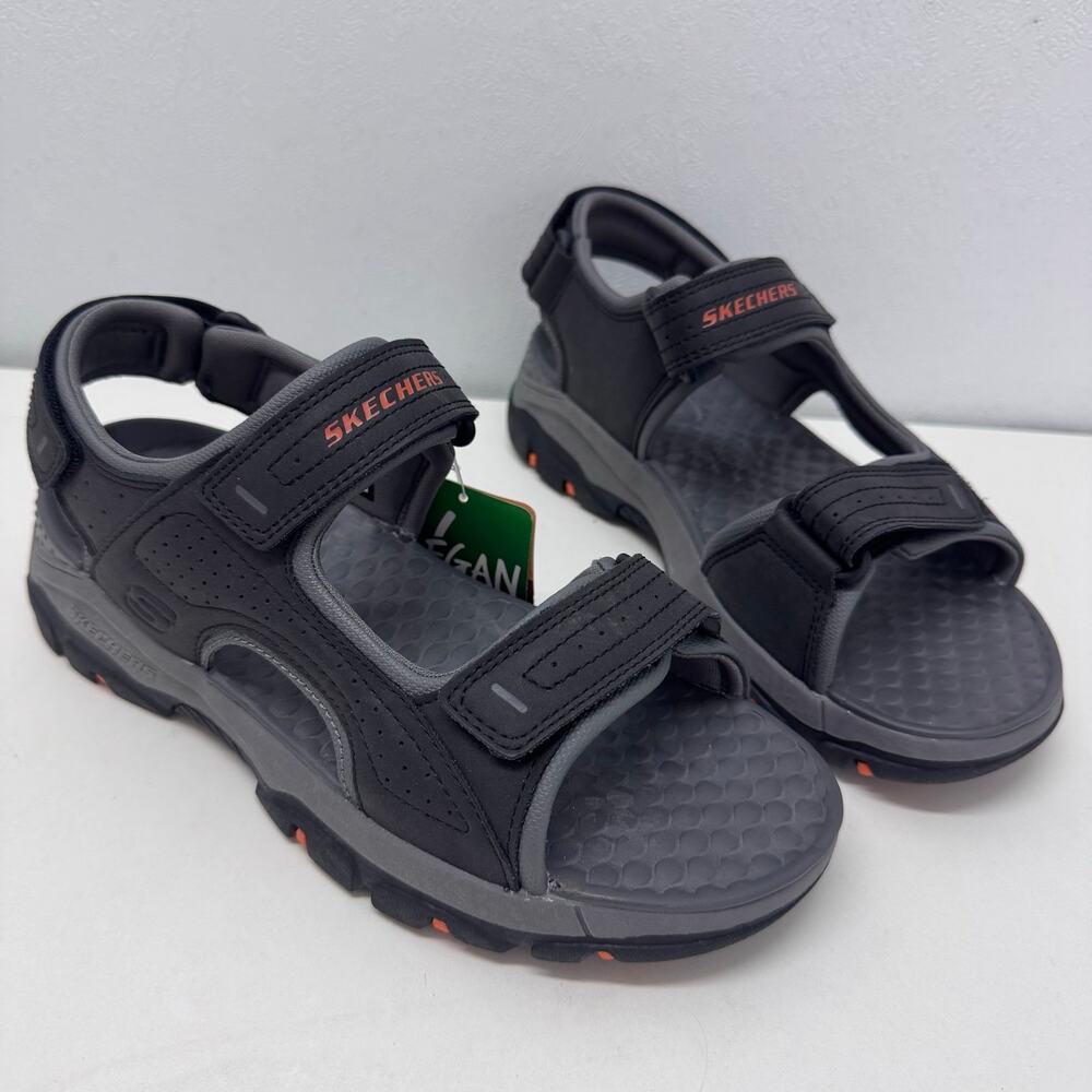 NEW Skechers Tresmen Garo Sandals Relaxed Fit Mens 7 Black Comfort Casual Summer